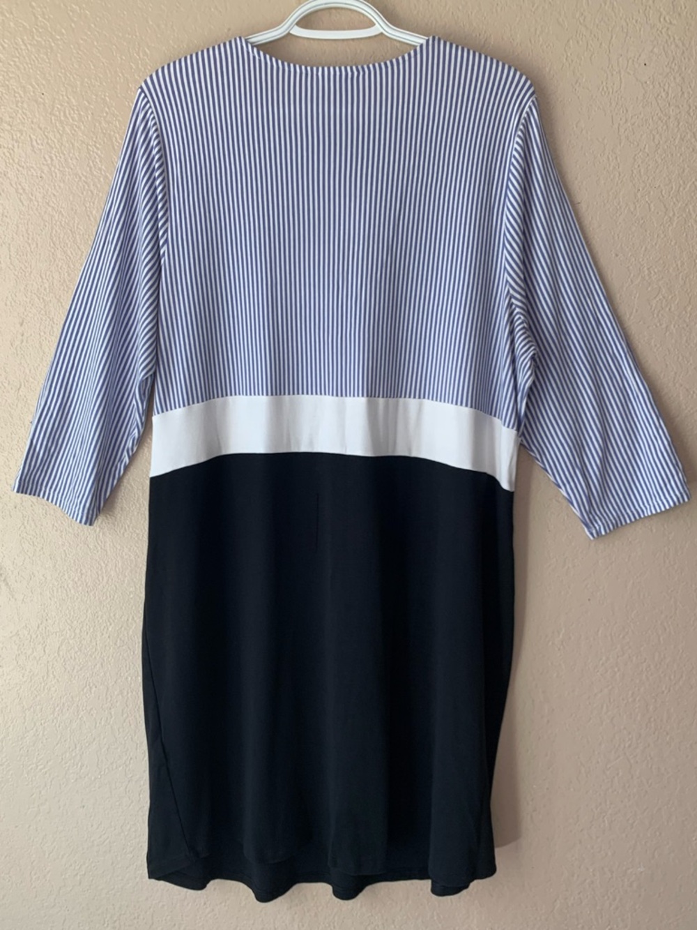 J. Jill Blue White Stripe Jersey Knit Nautical Beachy Midi Dress Size XL - Picture 4 of 6